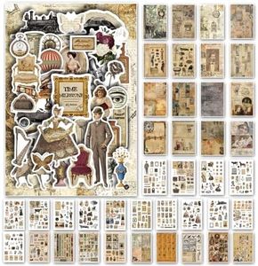 Prstincol Vintage Aesthetic Washi Stickers and Papers for Scrapbooking, 40 Sheets Ephemera Book for Art Journaling with Retro Nostalgic Theme Stickers and Decoupage Papers for Junk Journal