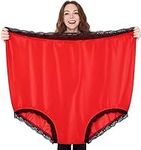 Qivastance Granny Panties Funny Gag Gifts for Women Plus Size Giant Novelty Underwear White Elephant Gift for Adults Prank, Red, One Size