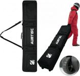 AUMTISC Snowboard Bag with Wheels, Padded Snow Board Bag for Air Travel Flying, Rolling Ski Bags for Single Board or Double Skis, Extendable 165-175cm Wheeled Snowboarding Luggage Bag, Black