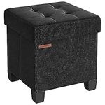 SONGMICS Storage Ottoman, Bedroom Bench with Storage, Foot Stool, 15 x 15 x 15.7 Inches, Black ULSF014B01