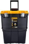 TOUGH MASTER DIY Professional Heavy Duty 19 inch Black & Yellow Mobile Portable Toolbox With Tote Tray Impact Resistant, Large Rolling Tool Box For Your Tools