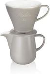 Melitta Porcelain Pour-Over Coffee Set with Jug and Filter Cone, Classic Edition, 0.6 L, Grey, 6768456