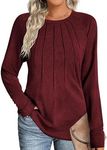 Zeagoo Long Sleeve Tops For Women 2024 Casual Tunic Shirts Womens Lightweight Sweatshirts Loose Fit Dressy Tunic Tops, Burgundy M