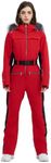 HIGH EXPERIENCE Women Ski Suit One Piece Snow Jumpsuit Snow Stretchy Outfit Snowboard Onesie Insulated Waterproof Winter Warm (Red, Medium)