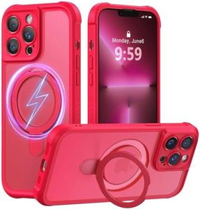 MOCCA Design for iPhone 13 Pro Case with Magnetic Invisible Stand [Full Camera Protection] [Compatible with Magsafe] Military Drop Shockproof Translucent Matte Phone Case Cover 6.1",Red