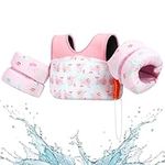 HeySplash Swim Vest for Kids, Toddler Pool Floaties Fit 33-70 Lbs, Puddle Jumper with Double Adjustable Strap, Swim Jacket Water Wing Arm Float, Sea Boat Flotation Device Boy Girl Age 2-7,Pink Whale