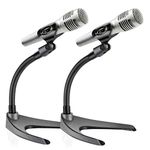 Pyle Universal Adjustable Desktop Microphone Stand - Tabletop Mic Holder Low Profile Mic Stand w/Flexible 8.2'' Gooseneck Mount & U Shape Base - Table Tops, Desk, Podium, Counter Use PMKS8X2 (Pair)