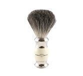 Edwin Jagger Pure Badger Shaving Brush - Imitation Ivory Handle with Nickel Plated Collar and End Cap