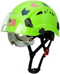 Aolamegs Safe Construction Hard Hats for Men Women with Clear and Tinted Visor - OSHA Approved Adjustable Green Vented Hard Hat with Chin Straps Cascos De Construccion Safety Helmet 6pt Suspension