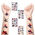 4 Sheet Spiderman Temporary Tattoos for Kids,Super Hero Spiderman Party Bag Filler Favors Cute Fake Tattoos Stickers for Kids Boys Girls School Rewards Gifts