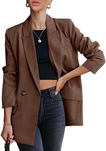 luvamia Blazer Jackets for Women Work Casual Office Long Sleeve Fashion Dressy Business Outfits, Friar Brown, X-Large