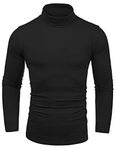 Amussiar Mens Black Turtleneck Thermal T-Shirt Lightweight Basic Long Sleeve Pullover Tops