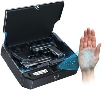 XEGIS SAFE AI Smart Palm Vein Gun Safe - Contactless 0.1s Access & 100% Unlock for Wet, Dirty, Calloused, Peeling Hands & in Darkness, Biometric Handgun Pistol Box for Nightstand, Home & Car, Grey