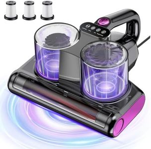 JPHYLL Aspirateur Anti-acariens pour Matelas Puissance d'aspiration 16Kpa Aspirateur à Lit Lumineux UV-C 253,7nm avec 3 Filtres HEPA Technologies de Rouleau de Brosse Thermique à Ultrasons