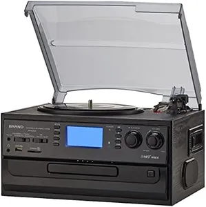 ORCC 10-in-1 Bluetooth Turntable Record Player with Built-in Speaker, Vinyl Turntable CD Cassette and FM/AM Radio Combo, AUX in RCA Out USB MP3 Recording Headphone Jack Compact Turntable