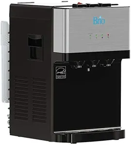 Brio Countertop Self Cleaning Bottleless Water Cooler Dispenser with Filtration - Hot Cold and Room Temperature Water. Free Extra Replacement Filters Included - UL/Energy Star Approved