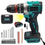 21V Cordless Power Drill Brushless,Handheld Screwdriver Drill Set with 25+3 Torque Setting,3.0AH Li-ion Battery&Fast Charger,2-Gear Combi Drill,Safety Lock 3/8" Chuck Drill Driver Kit with Case