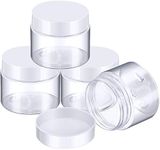 Patelai 4 Pieces Round Clear Wide-mouth Leak Proof Plastic Container Jars with Lids for Travel Storage Makeup Beauty Products Face Creams Oils Salves Ointments DIY Making or Others (White,2 Ounce)