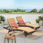 UF Outdoor Poolside Lounger with Adjustable Backrest Sun Chaise Recliner for Terrace Garden Poolside for Relaxation Durable and Stylish (Beige & Black)