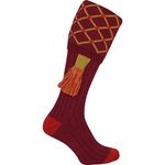 JACK PYKE Diamond Shooting Socks with Garters , Burgundy/Gold, 8 -11 UK