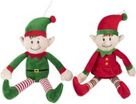 BLUE PANDA 2-Pack Christmas Elves Plush Toy, Santa Helper Boy and Girl Elf Stuffed Doll for Holiday Decorations, 12"