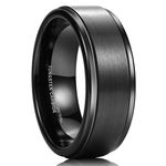 King Will Classic Tungsten Carbide Wedding Band Ring for Men - Available in Black, Silver, Gold, Blue, Brown, Red, and Purple Grooved Center Comfort Fit Suitable For Every Day Wear, Tungsten, No