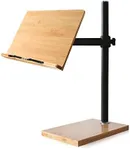 wishacc Book Stand Height Adjustable - Upright Bamboo Book Stand & Holder for Reading Hands Free, Desktop Adjustable Reading Height and Angle Book Rest with Page Clips (11.0 x 8.1 inches)