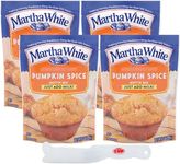 Martha White Pumpkin Spice Muffin Mix (Pack of 4) with By The Cup Spatula Knife