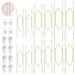 12pcs Plate Hangers for Wall, 6/8/10 Inch Invisible Spring Vertical Plate Holders W-Shaped Plate Hooks for Displaying Decorative Plates Antique Arts (Gold)