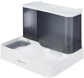 Amazon Basics 2-in-1 Automatic Gravity Food Feeder and Water Dispenser | Polypropylene Material | 3 L Food Dispenser | 1 L Water Dispenser | for Dogs, Cats, Puppies & Kittens | White (Standard)