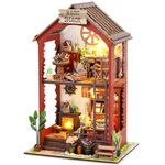 DIY Book Nook Kits Booknook-Creativity 3D Wooden Puzzle Bookend Bookshelf Decor -Booknook Kit for Adults Miniature House Dollhouse Kit with LED Light Crafts for Adult