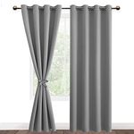 DWCN Silver Grey Blackout Curtains with Tiebacks for Bedroom Thermal Insulated Solid Eyelet Curtains for Living Room,2 Panels,55" Wide x 96" Drop