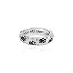 Joyplancraft Bling Dog Paw Print Ring When I am with My Pet Lettering Ring Friendship Ring (Black Color Size 9)