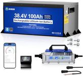 DC HOUSE 36V 100Ah Pro Metal Case Lithium Golf Cart Battery, Lifepo4 Battery with 36V 25A Charger, Bluetooth Mobile APP&Touch LCD Monitor, 200A BMS, Peak Current 670A