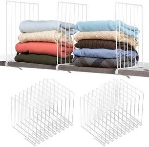 Therwen 20 Pack Shelf Dividers, Metal Closet Shelf Organizer for Wood Shelves Wire Vertical Closet Shelf Dividers for Clothes Books Kitchen Cabinet Bedroom Storage Organization, White