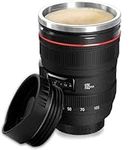 Coffee Mug, Funny Camera Lens Mug, Travel Coffee Cup with Lid, Insulated Tumbler for Hot Ice Coffee Cola Milk Tea | Ideal Gifts for Photographers Sweeties Men Women Birthday Xmas (350ml, Black)