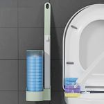 Disposable Toilet Brush, Disposable Toilet Cleaning System with Toilet Brush Refills, 12pcs Toilet Brush Refills Toilet Brush and Holder Set Bathroom Accessory Sets Household Products (Light Green)