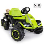 Costzon Ride on Tractor with Detachable Trailer, 24V Ride on Toys for Big Kids, Electric Vehicle with Parent Remote, 20° Climbing, Music, Horn & Light, Gift Kids Car for Boys Girls Aged 3+ (Green)