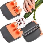 Kitchtic Vegetable Potato Peeler set of 3 - Peel Fruit, Carrot, Apple, Kiwi, Cucumber and Apple - Palm Potatoes Peelers with Rubber Finger Grips - Hand Peeling Vegetables - Potato Eye Remover - Orange