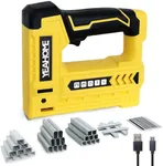 YEAHOME Electric Staple Gun, 5 in 1 Cordless Staple Gun for Upholstery with 1200 5/16" Staples, 600 1/2" U-Shape Staples, 600 19/32” pin Nails, 60019/32” Nails and 1 USB Charger Cable