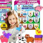 LIL ADVENTS Potty Time Adventures - Farm Animals with 14 Wooden Block Toy Prizes | Potty Training Advent Game | As Seen on Shark Tank | Wood Block Toys, Reward Chart, Activity Board and Stickers