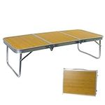 Folding Camping Table, Portable Picnic Table, 3ft Aluminum Foldable Lightweight Table 35.4" x 15.7" x 10", 3-Fold Thickened Outdoor Folding Table Carrying Handle for Party Picnic Beach (Small)