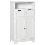 kleankin Bathroom Cabinet, Free Standing Bathroom Storage Cabinet with 2 Drawers and Adjustable Shelf, Small Bathroom Storage Unit, White