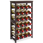 STELLSTAR Bamboo Wine Rack, 24 Bottles Wine Display Storage Shelves with Table Top, 6 Tier Wobble-Free Floor Free Standing Table Wine Organizer, Brown