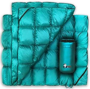 PUFFER WOLF Extra Large Double Insulated Outdoor Camping Blanket | 2X Puffy, Warm, Packable, Weatherproof, Durable, and Lightweight | Top Quilt for Hiking, Backpacking, Stadium Events, Picnic Use