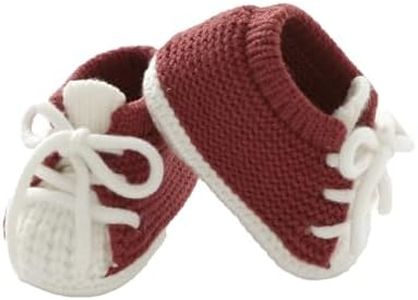 DovFanny Baby Booties Newborn Baby First Shoes Cozy Warm Knit Soft Booties for Toddler Infant Boy Girl (red, Infant, 0 Months, Age Range, US Footwear Size System, 3 Months, Medium)