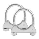 BATONECO 1.5'' inch U-Bolt Muffler Clamps Exhaust U Clamps Saddle Style Heavy Duty Mild Steel(2-Pack)