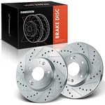 A-Premium 11.02 inch (280mm) Front Drilled and Slotted Disc Brake Rotors Compatible with Select Kia and Hyundai Models - Soul, Forte(Koup), Forte5, Elantra, Elantra Coupe GT, Kona, Veloster, Venue