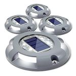 Siedinlar Solar Deck Lights Outdoor Solar Decking Lights Solar Powered Waterproof Solar Ground Lights Solar Lights Outdoor Garden for Pathway Driveway Step Dock 4 Pack (Cool White)