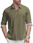 COOFANDY Men's Long Sleeve Oxford Dress Shirts Chambray Button Down Business Casual Shirt